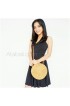 Wide round ata bag flower pattern with leather clip